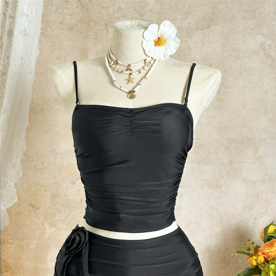 Mit Rock Tankini 3D-Blumen-Bikini Damen-Badebekleidung, dreiteiliges Bikini-Set, gepolsterter Badeanzug, Badeanzug, Schwimmbekleidung V7715 – Detail 16