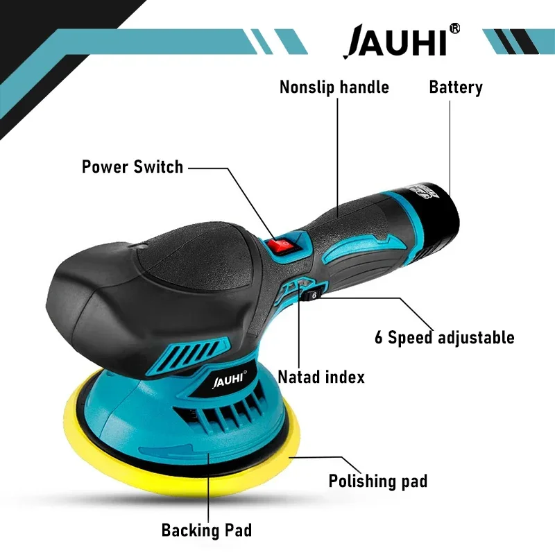 12V Cordless Car Polisher 6 Gears Lithium Electric Polishing Waxing Machine For Repairing Scratches Wireless Sander Polisher