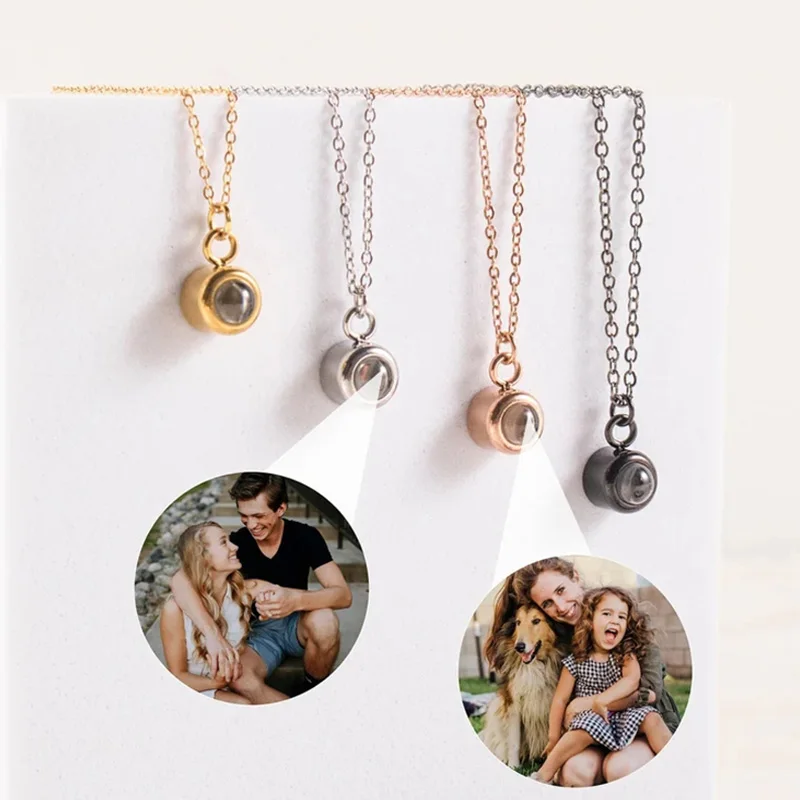 Custom Photo Necklace Projection Necklace with Picture I Love You 100 Languages Personalized Necklace Jewelry Gifts for Women