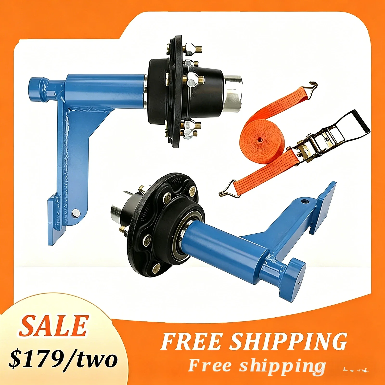 

2PCS 6x5.5 Lug Bolt-On Spindle Kit, 8800LB Heavy Duty Shipping Container Wheels Hub Axle For Cargo Container Transport