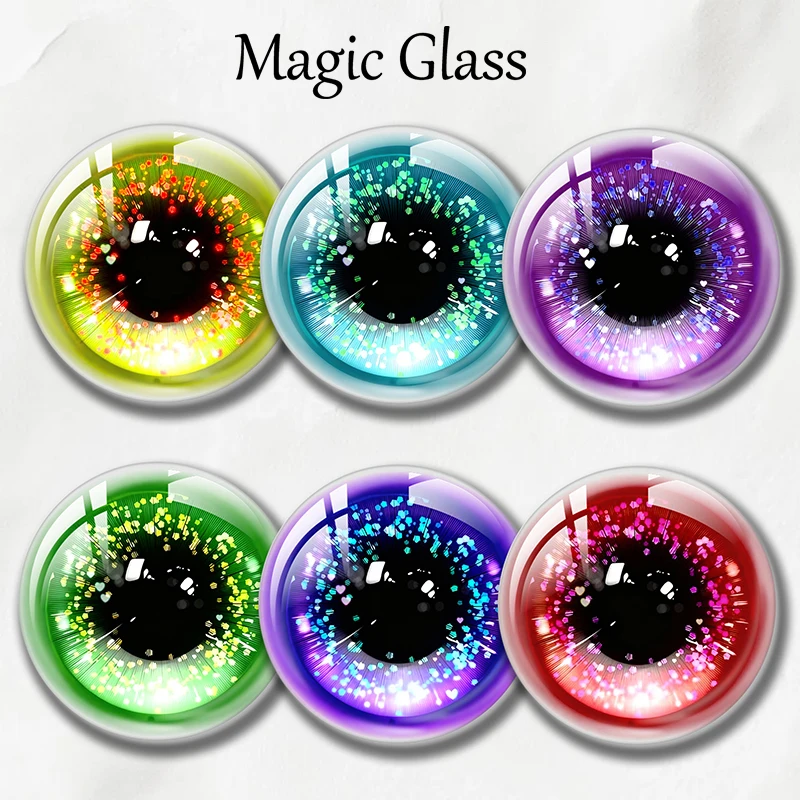 8mm 10mm 12mm 20mm 25mm 30mm 35mm 50mm 14mm Photo Glass Cabochon Settings Round DIY Jewelry Accessories Sparkling Black Eyes