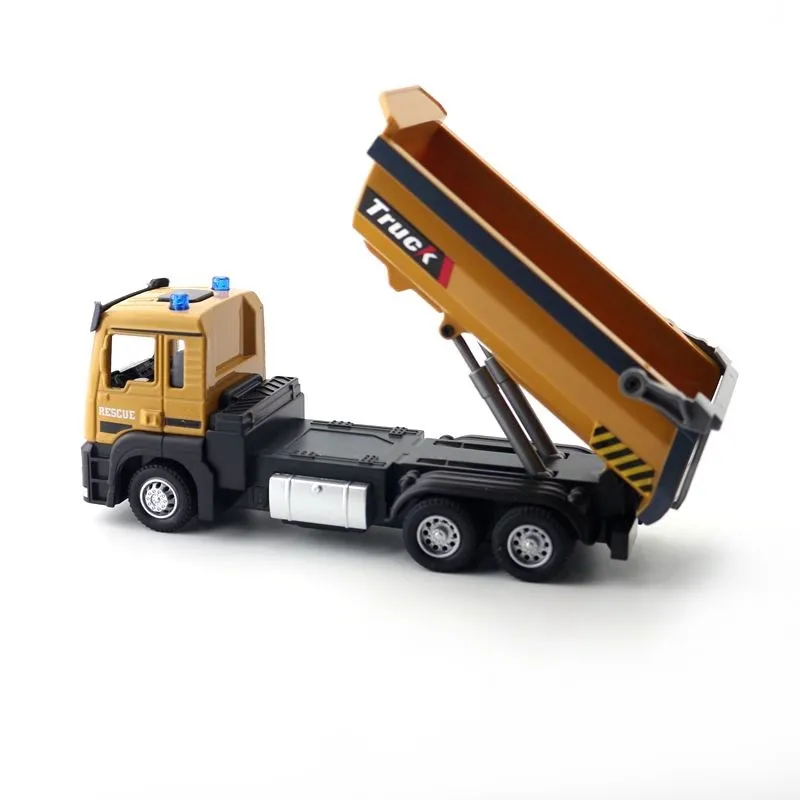 Diecast Toy Model 1:50 Scale dumper Engineering Transport Car Sound & Light Educational Collection Pull Back Gift For Kid