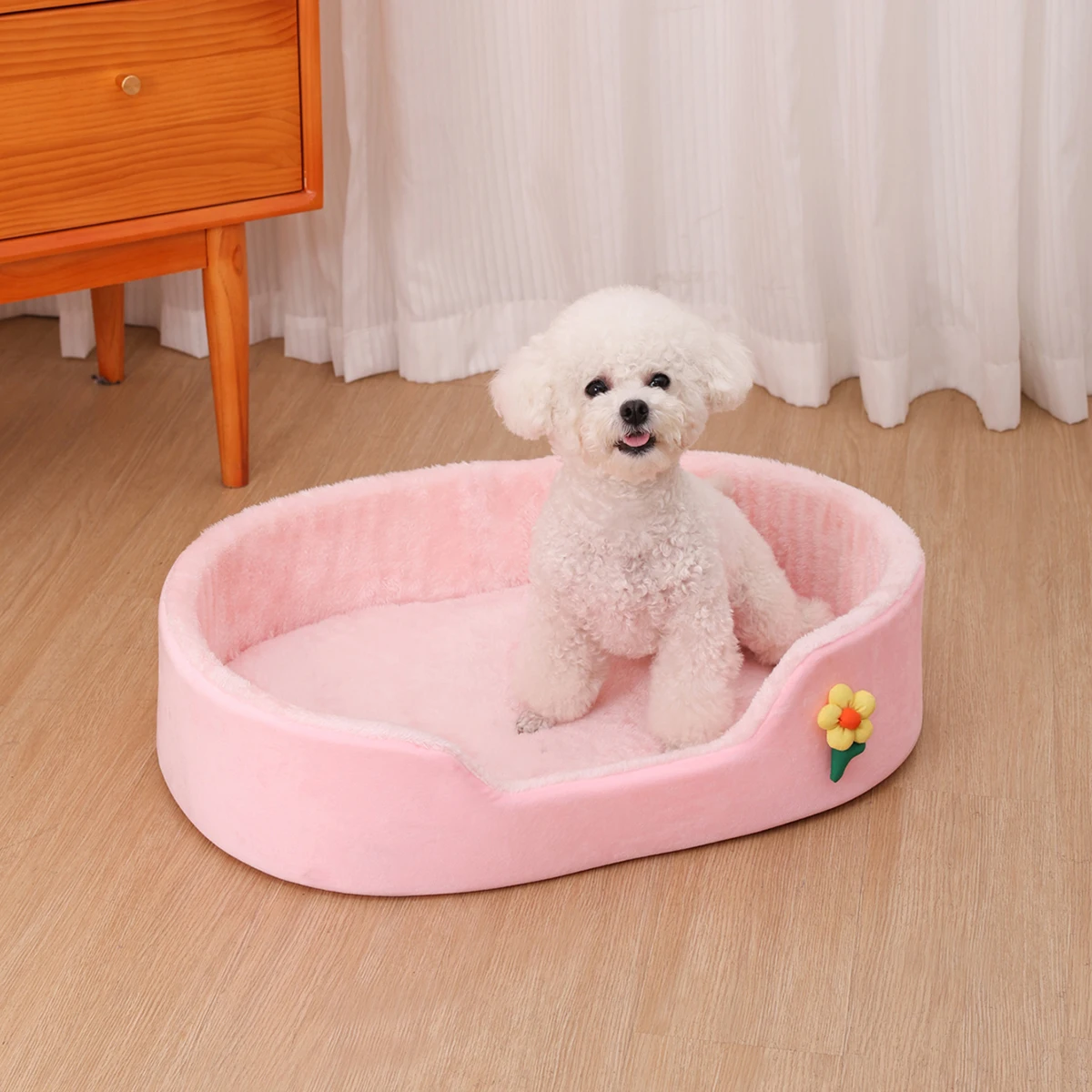 Dog Bed for Small Dog House Flower Cat Bed Fence Shape Pet House High Elastic Dog Basket Thickened Cat Kennel Pet Accessories