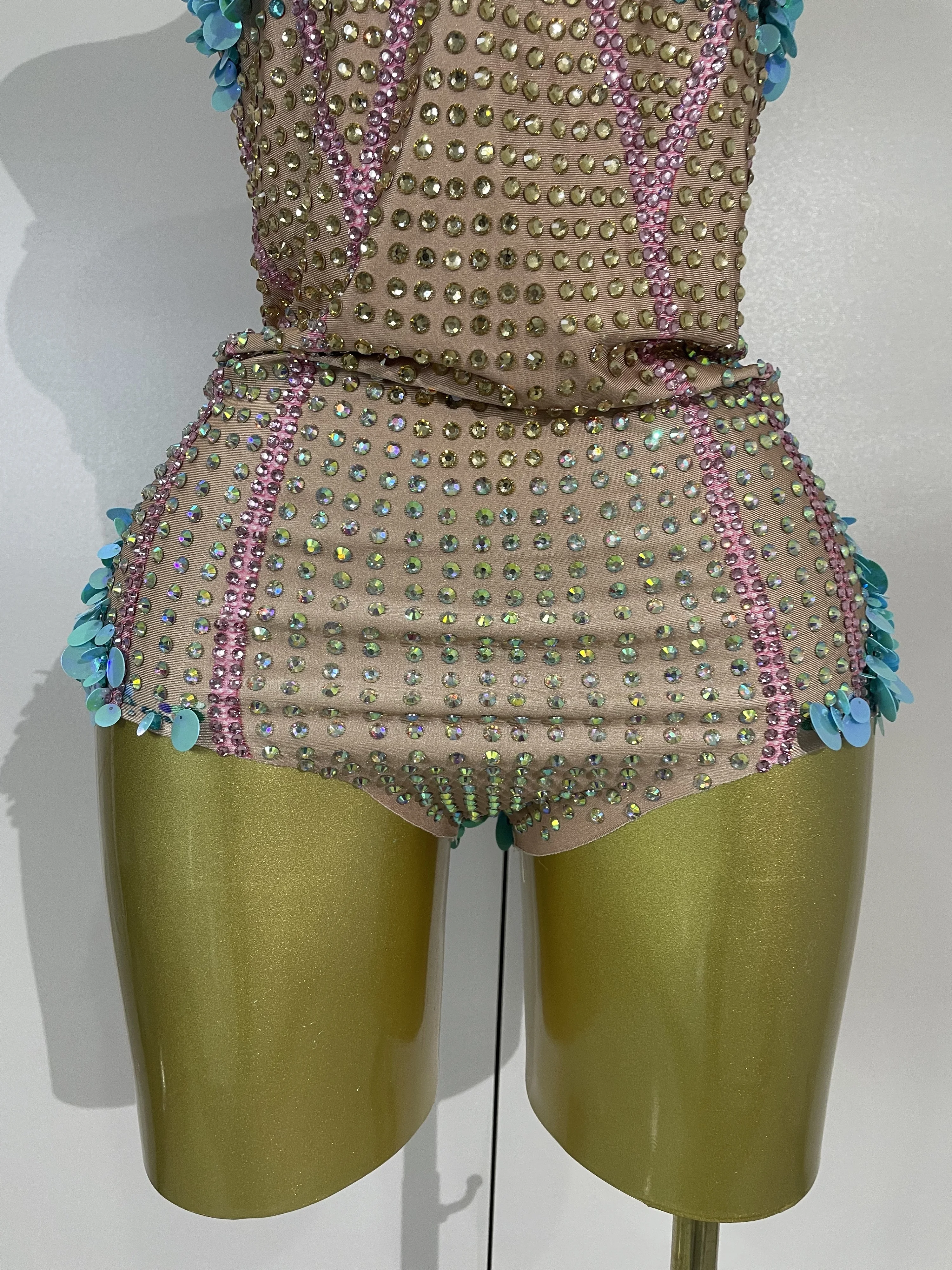 Luxury Sparkly Rhinestones Sequins Spandex Stretch Bodysuits Eveing Birthday Party Prom Dancer Bar Nightclub Sexy Stage Costume - view 6