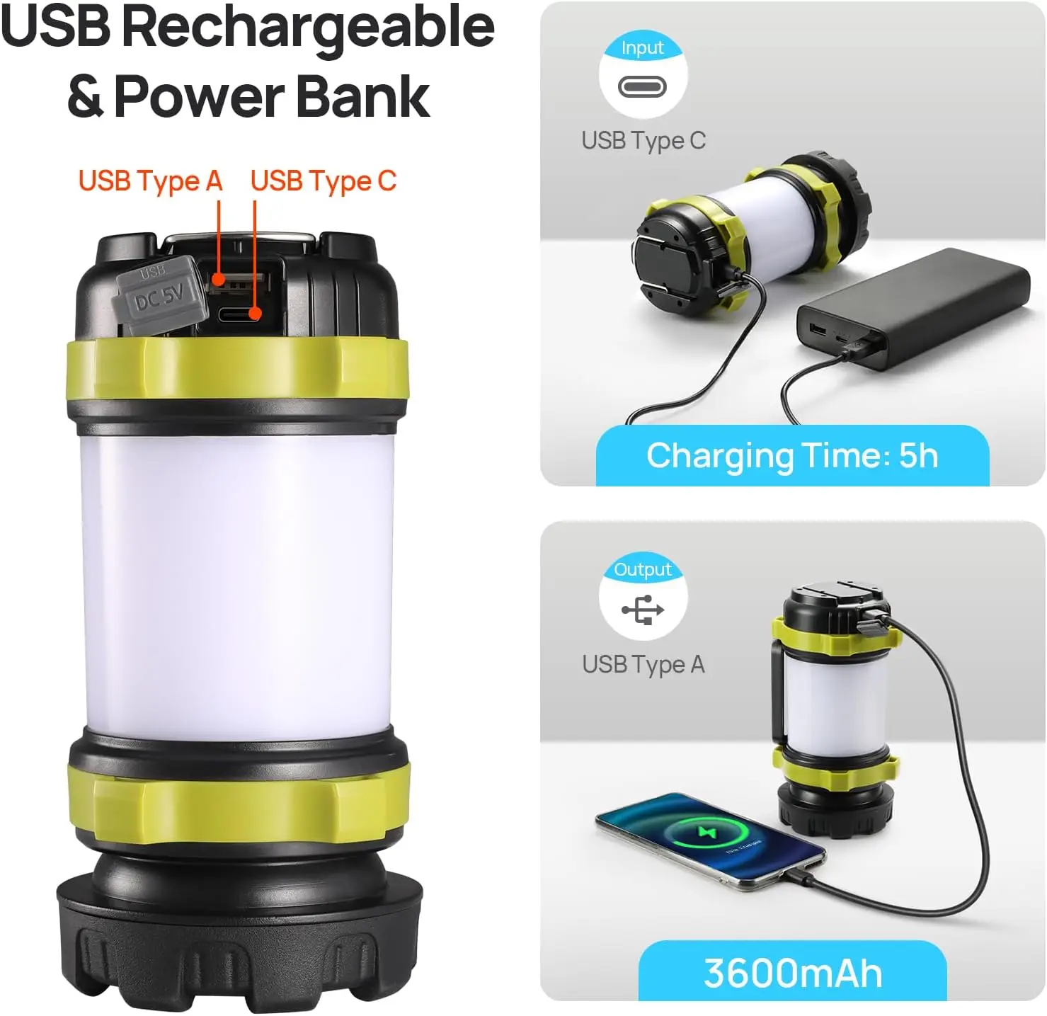 Portable LED Flashlight Rechargeable 6 modes light Torch Camping Light Side COB Emergency Lamp Outdoor Portable Lanterns