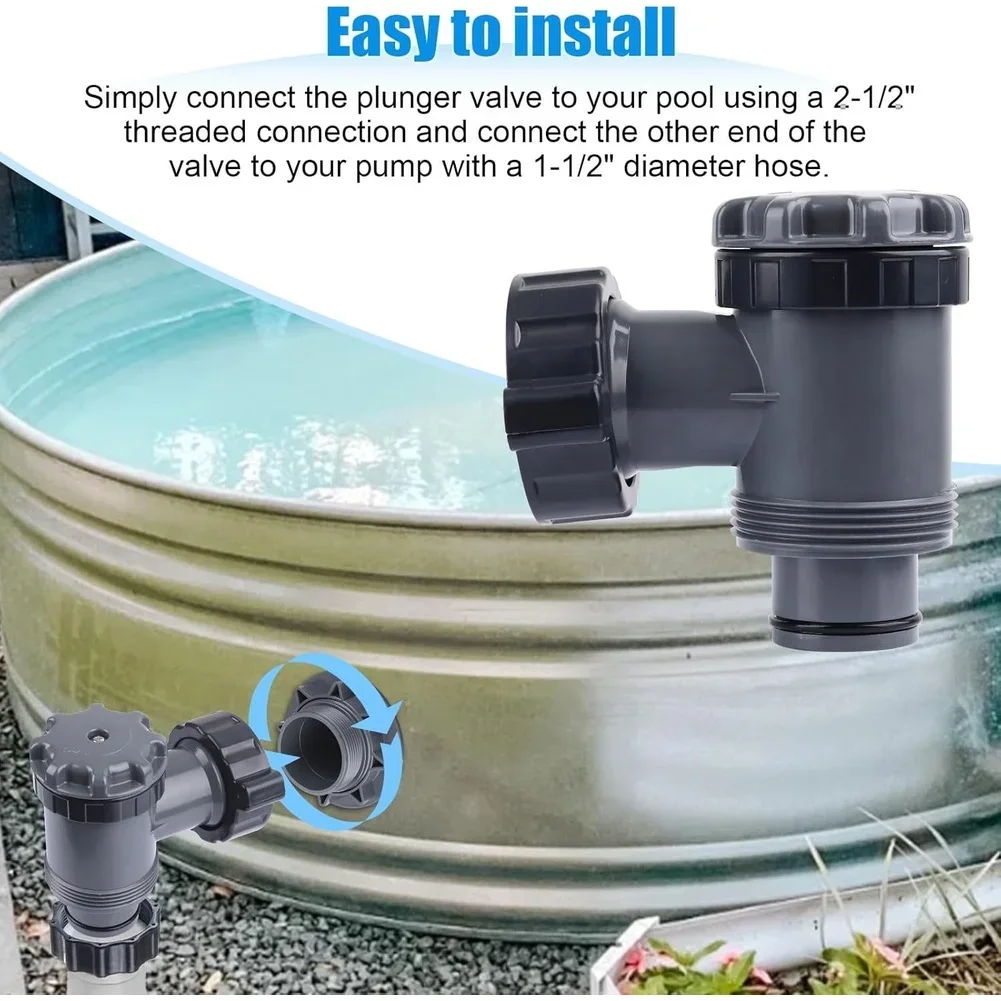 38mm Pool Pump Switch Valve ABS Plunger Type With Rubber Seal Gasket And Compatible 2 1/2 Inch 1 1/2 Inch Thread Connections