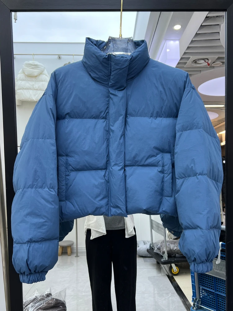 Winter neue koreanische Version kurzer Stil Stehkragen Daunenjacke Damen dicker warmer und gemütlicher weißer Entendaunenmantel trendy