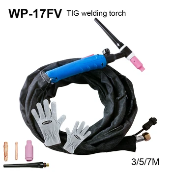 Tig welding TIG Argon Arc Welding Machine TIG200A Welding Torch WP-17FV Pinch Valve Blue Cable Length 3/5/7M With Consumables