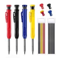 2.8mm Woodworking Pencil Deep Hole Marking Built-in Sharpener Mechanical Pencil Metal Long Head Solid Carpenter Pencil