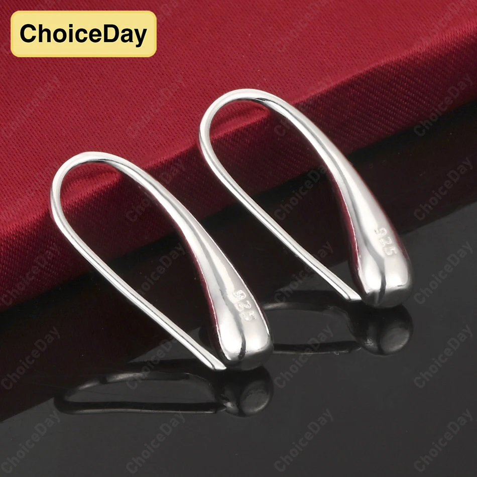 

ChoiceDay 925 Sterling Silver 27mm Simple Tear Drop Earrings Women Jewelry Accessories Wedding Party
