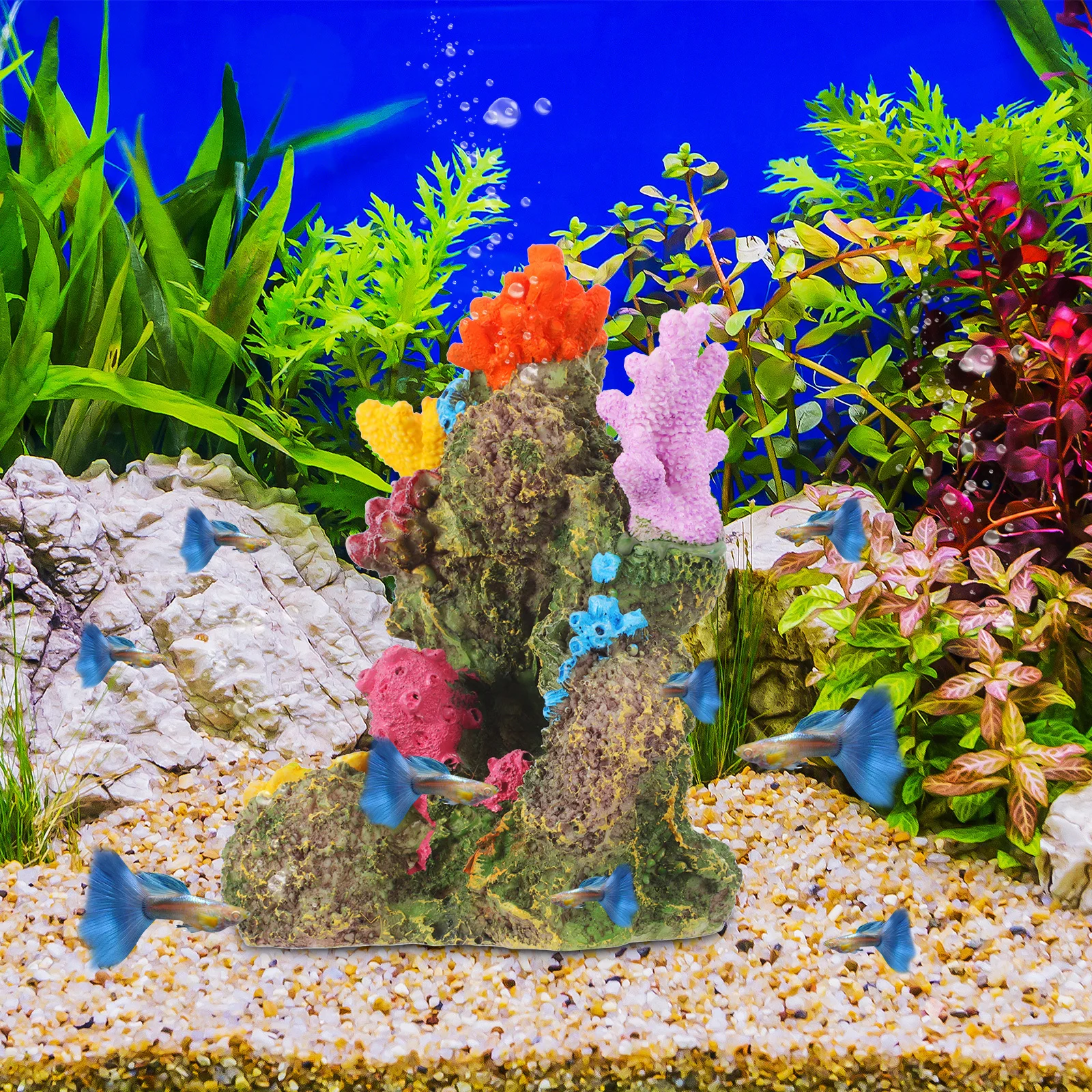 

Artificial Coral Decorations Resin Aquarium Landscaping For Fish Tank Saltwater Freshwater Colorful Underwater Cave Supply