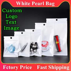 100PCS Clear White Ziplock Packaging Bag DIY Logo Snack Candy Phone Case Jewelry Bracelet Wedding Gift Hanging Storage Pouches
