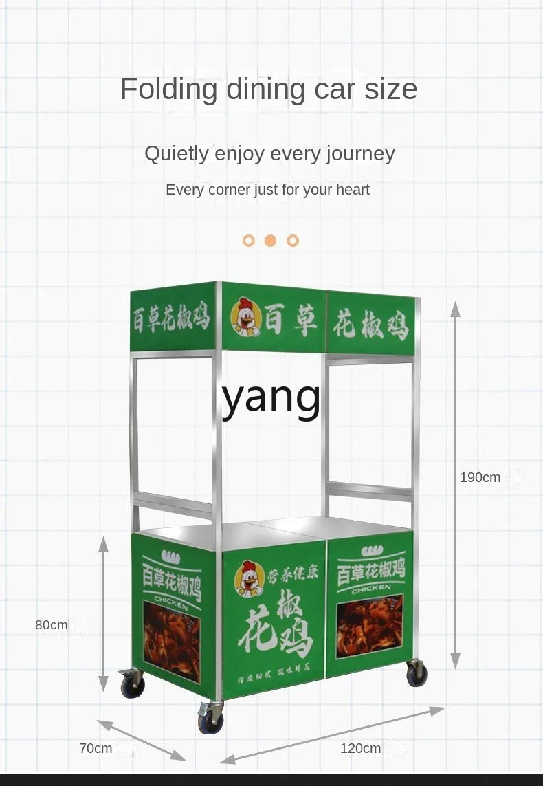 LTT faltbarer Hand-Snackwagen aus Edelstahl, tragbarer Standwagen für gekochte Speisen, geschmortes Gemüse