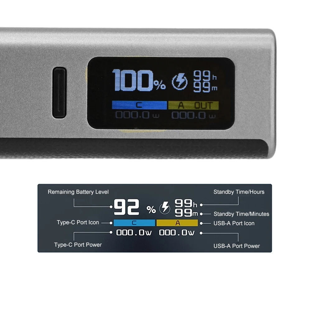 شاشة ديجيتال 0.96 بوصة TFT شاشة ملونة 22.5 واط وحدة شحن سريع مجموعة بنك الطاقة المحمولة الصغيرة 21700 علبة البطارية #6