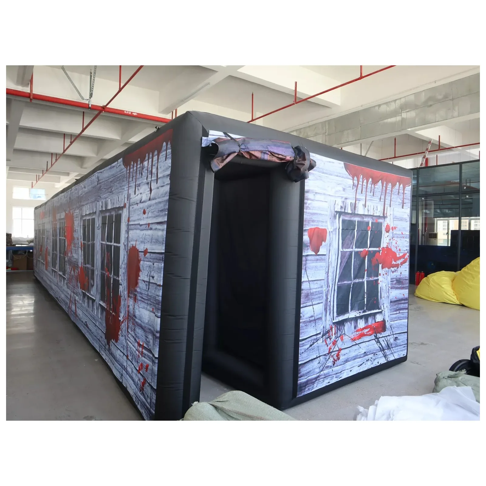 Large Gray Blood Window Inflatable Maze 3X11m 10X36ft with Blower Sports Game Wonderful Party Events Kids and Adults Outdoor Fun