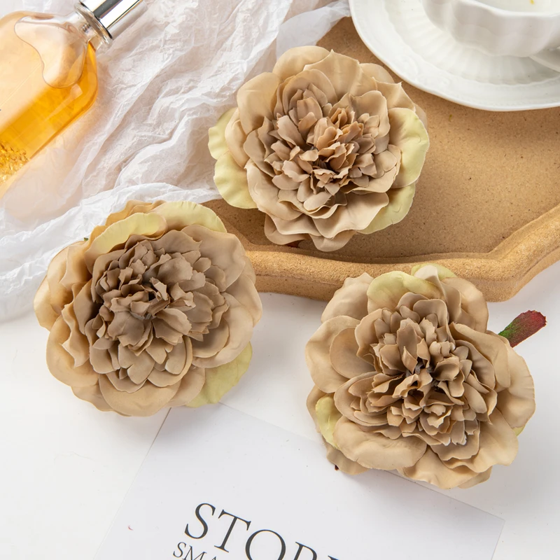 10PC Künstliche Blumen Wohnkultur Hochzeit Garten Rose Bogen Candy Box Kuchen Material Seide Dahlias Gefälschte Pfingstrose Weihnachten Girlande