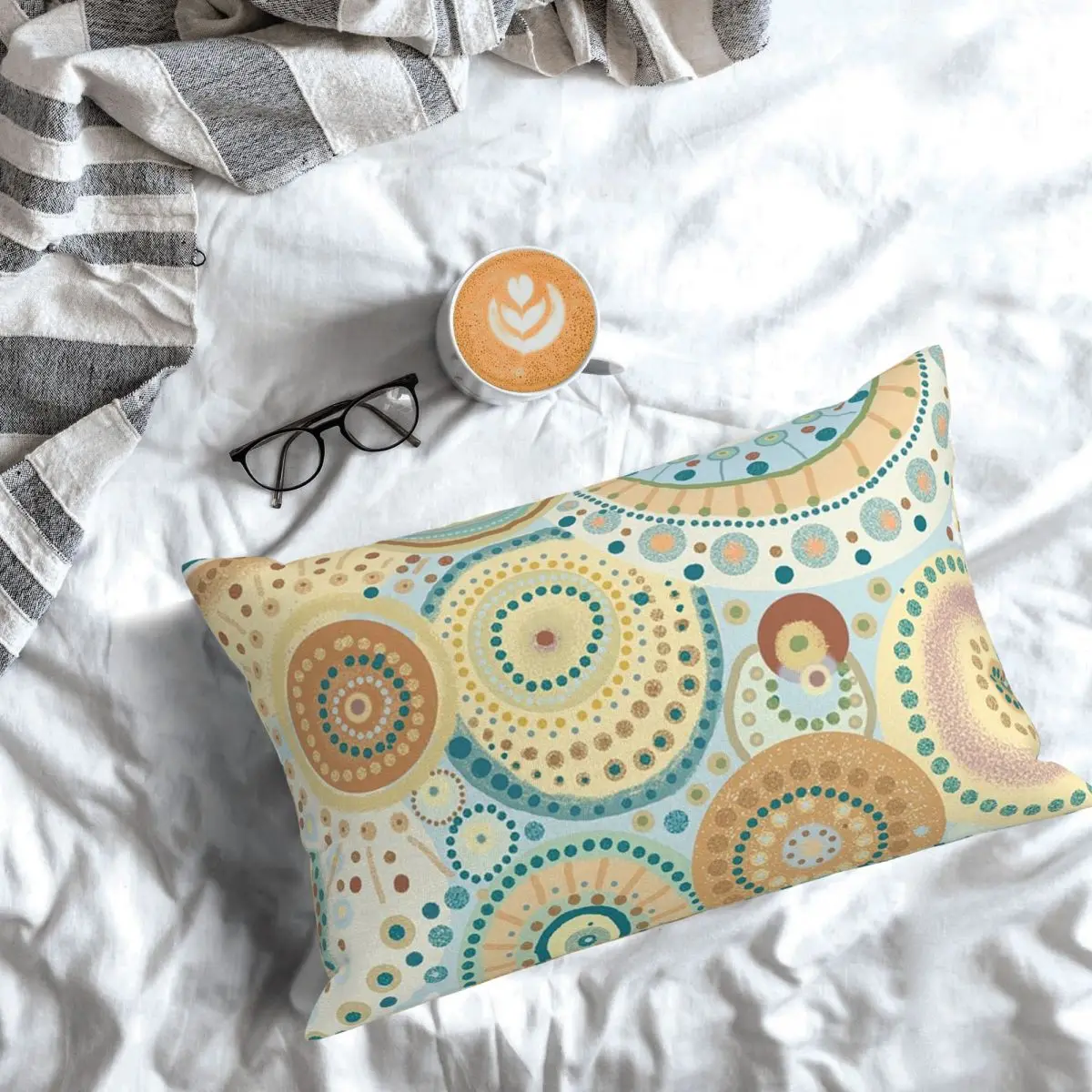 Funda de almohada rectangular Desigual Mandala en tonos naturales, decoración para dormitorio, cama, hogar, almohada decorativa cómoda