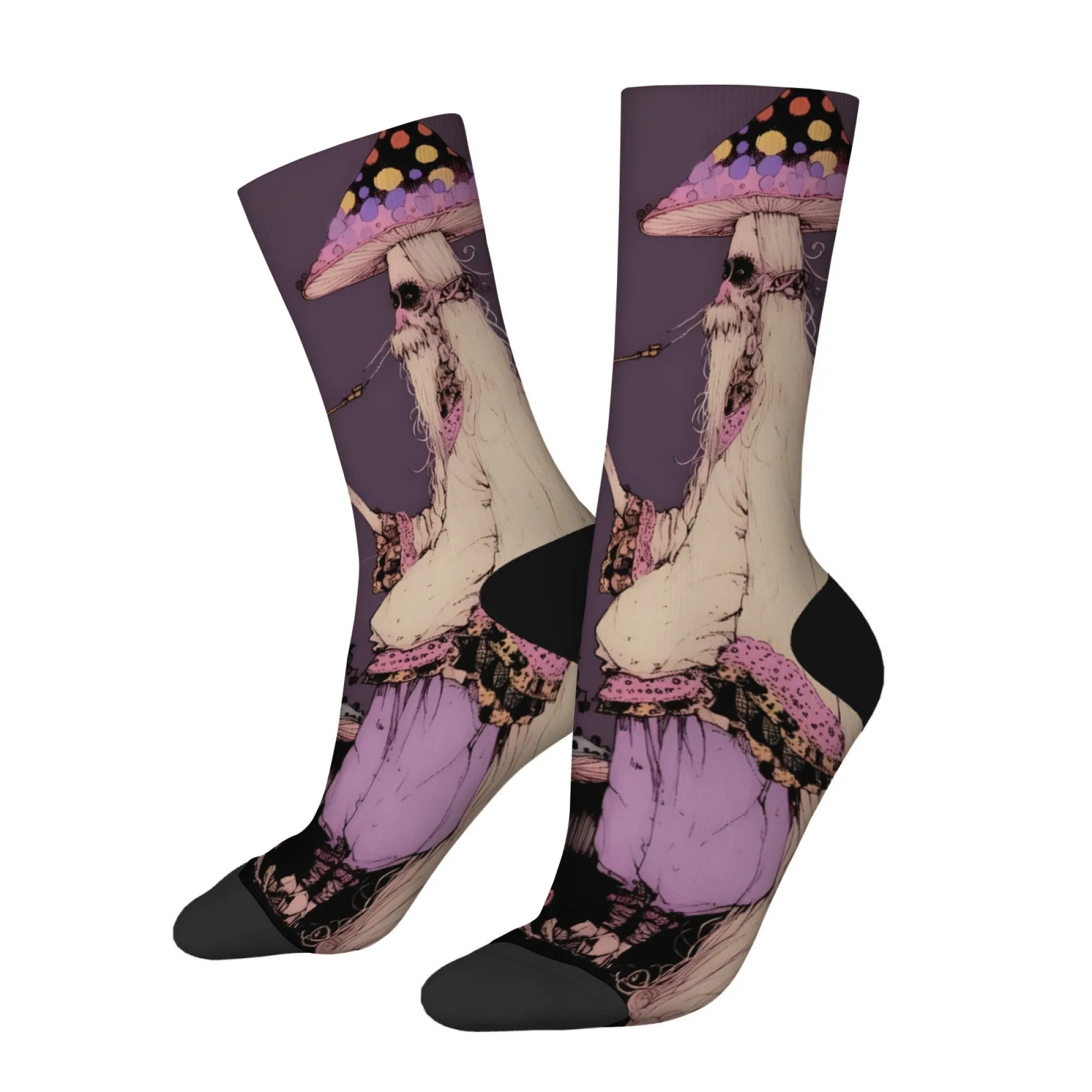 

Retro Dark Mushroom Print Men's Socks Comfortable Skin-friendly Breathable Unisex New Creative Sports Socks Holiday Party Gifts