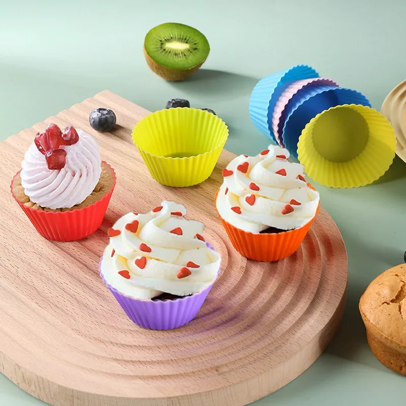 6/12PCS Silicone Muffin Molds Cup Cake Mold Round Cake DIY Baking Mold High temperature resistance Kitchen Baking Accessories