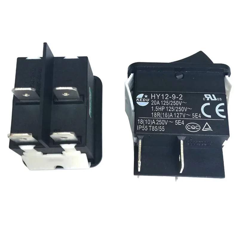 KEDU HY12‑9‑2 Rocker Switch 4‑Pin DPST ON‑OFF Latching 18A 250V IP55, Power Tool Replacement Switch