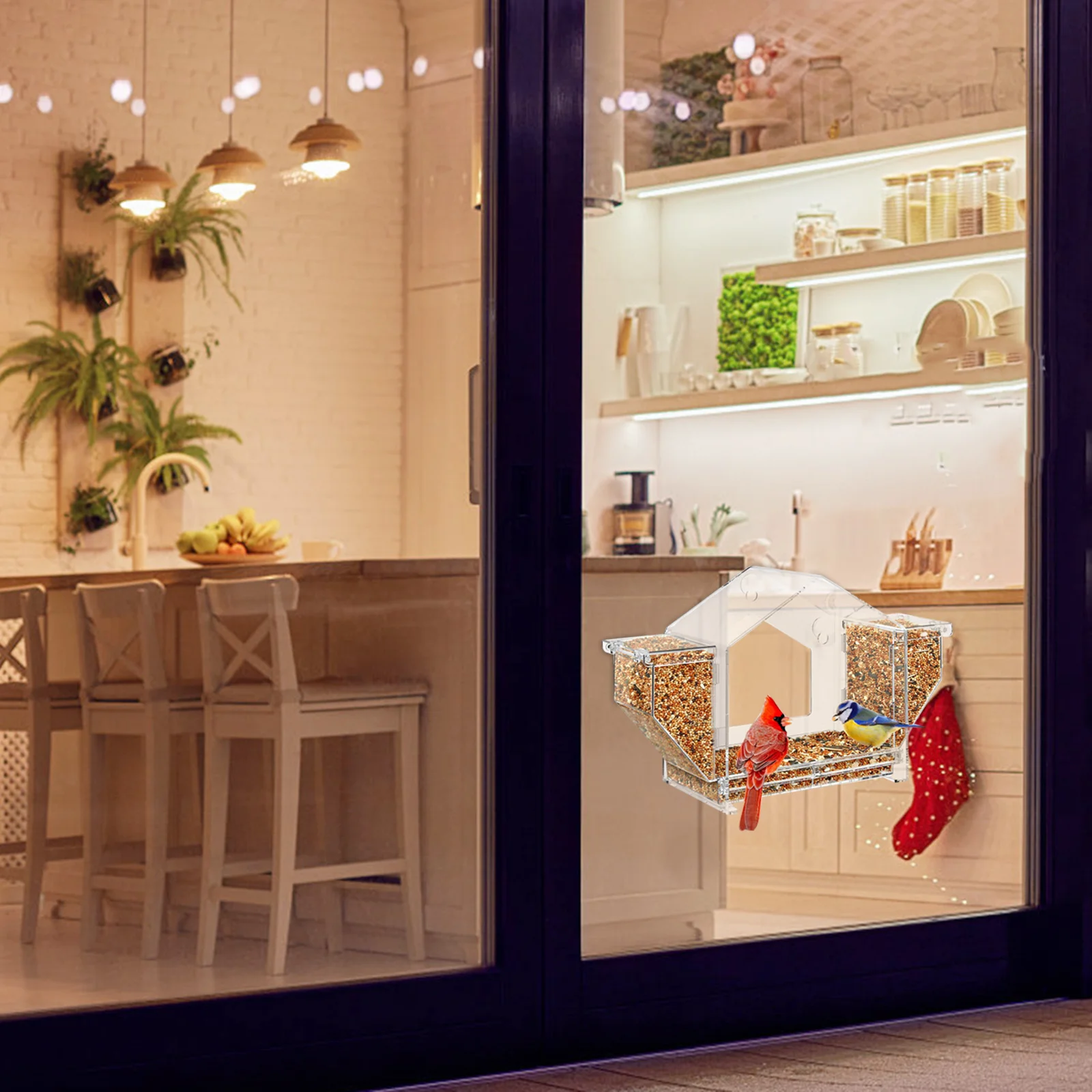 

Clear Window Bird Feeder Transparent Outdoor Birdhouse with Strong Suction Cups Spacious Entrance for Easy Cleaning and Weather