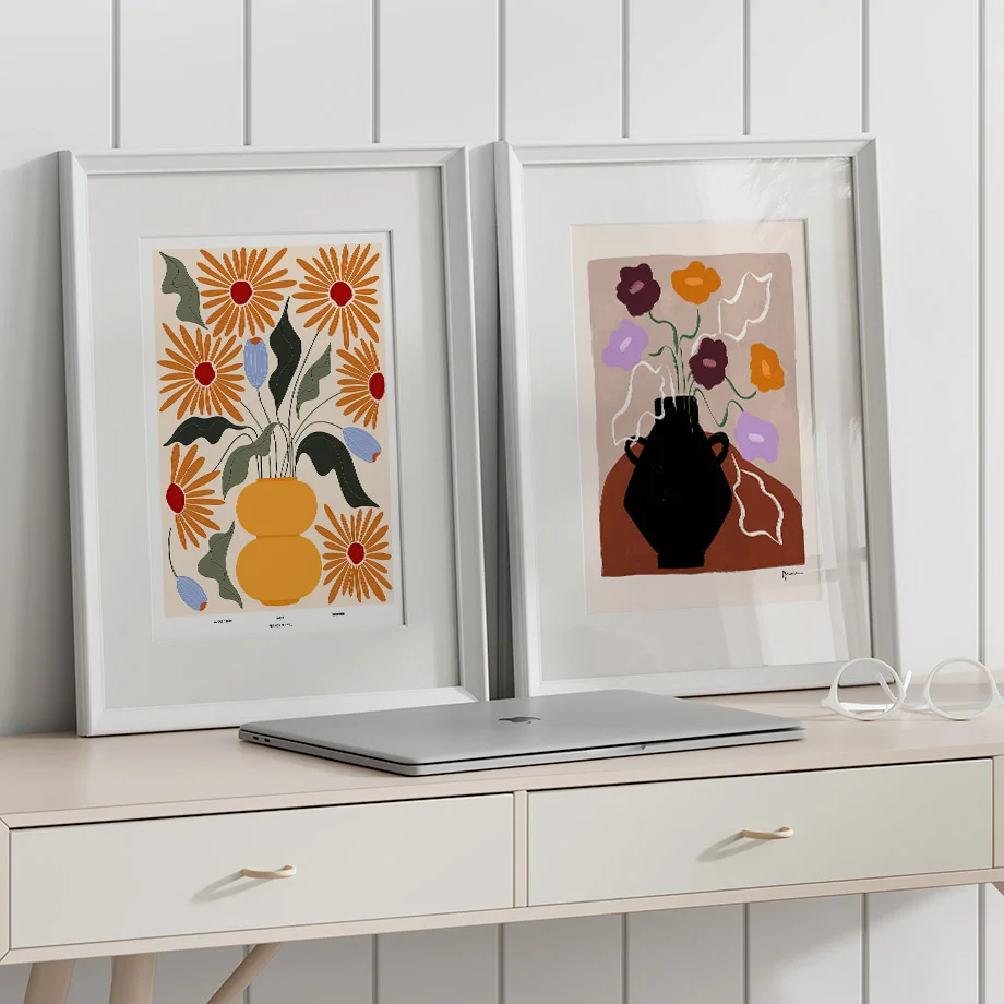 Abstract Vase Floral Flower Market Leaf Wall Art Canvas Painting Posters And Prints Hotel Shop for Restaurant Room Home Decor - Detail 1