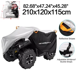 Universal Waterproof Quad Bike ATV Capa, 190T, Motocicleta Veículo, Scooter Kart, Capas de Moto, Preto, Prata, M, L, XL, XXL, XXXL