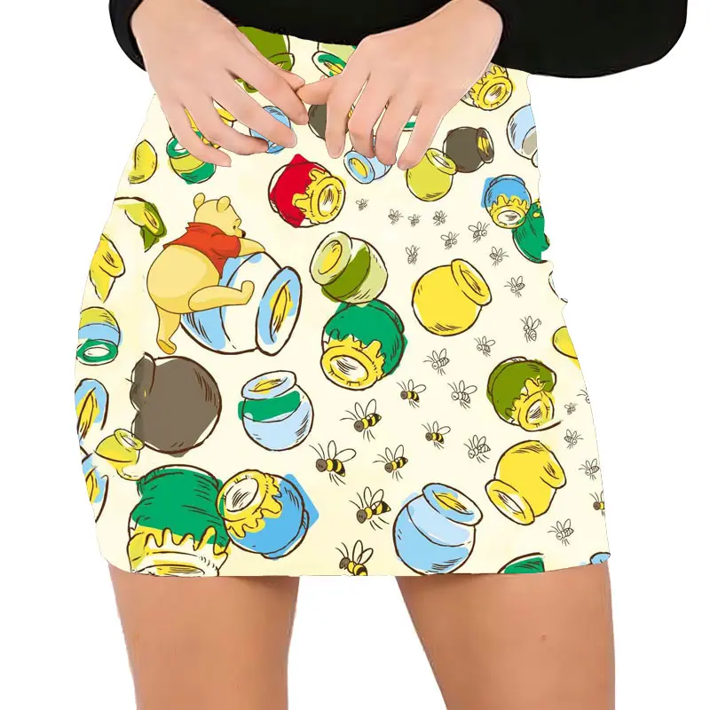 Mini Niet-Rekbare Minirok, Sexy Casual Nauwsluitende Rok Met Heup, 3d Cartoon Print Comfortabele Rok