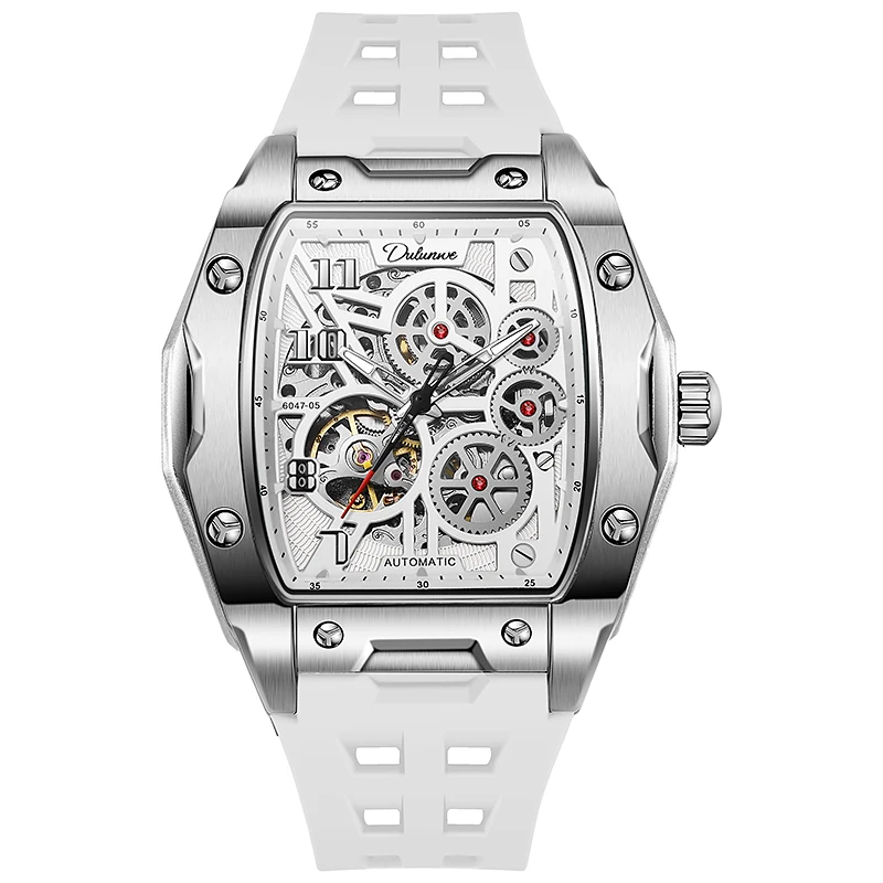

Durenwei men's automatic mechanical watch, new style, high-end, trendy, skeletonized tonneau shape, men's watch clock.