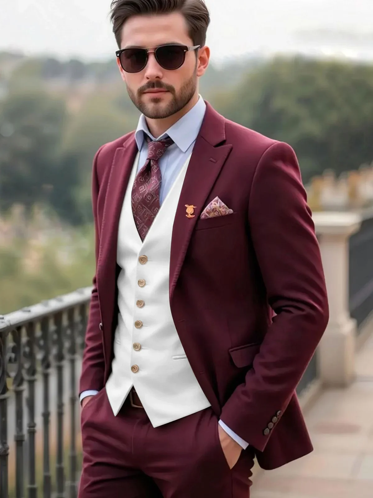 

AnnieBritney Men Suits Slim Fit Solid Peaked Lapel Suit for Man Trajes De Hombre Costume Made Boys Suit Pour Hommes 3 Pièces