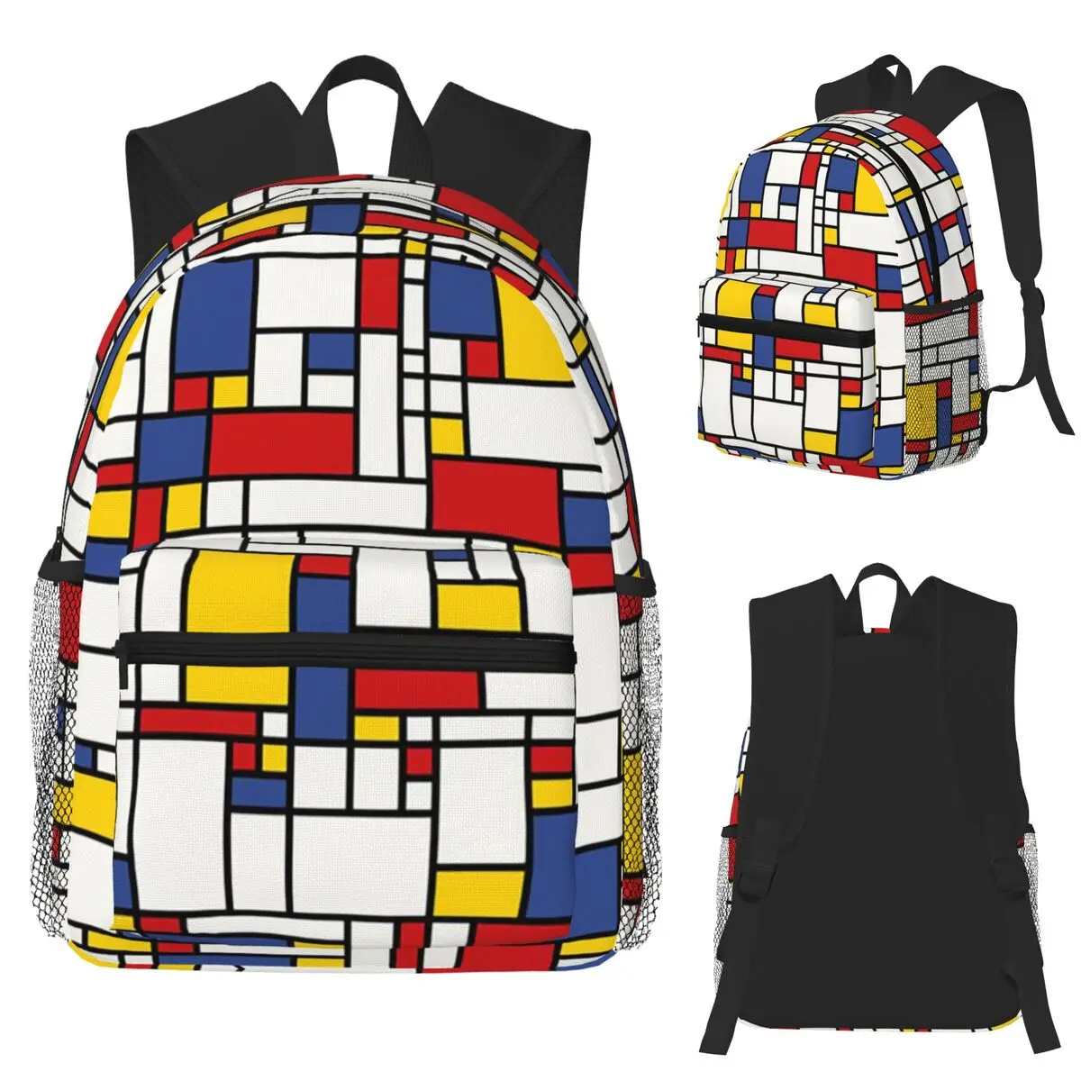 

Студенческий рюкзак Piet Mondrian, школьная сумка, походный дорожный рюкзак для мальчиков и девочек, сумка для книг, сумки на плечо