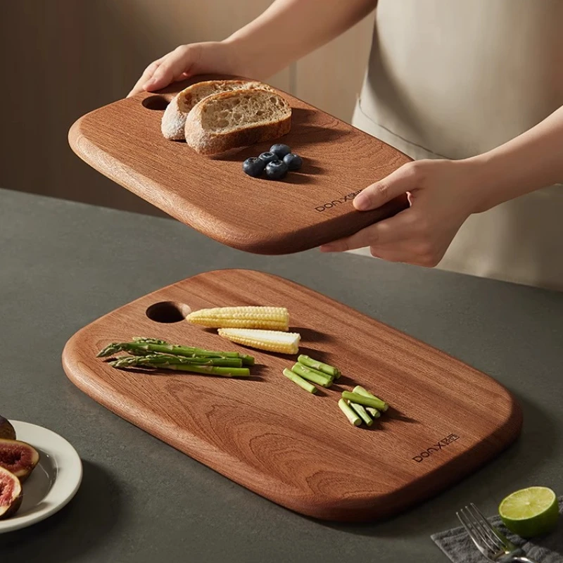 

Ebony Wood Cutting Board Natural Antibacterial Chopping Block for Kitchen Baby Food Fruit Wooden Board Non-Slip Cutting Block