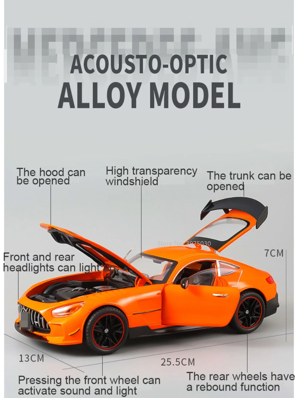 1/18 Scale GT3 Sports Car Alloy Diecast Model Toys High Simulation Vehicle with Sound Light Advanced Sense Decoration Gifts