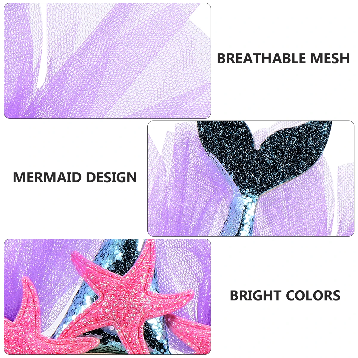 

3pcs Glitter Mermaid Hair Bands Kids Headdress Durable Hair Accessories Cosplay Birthday Decoration Costume