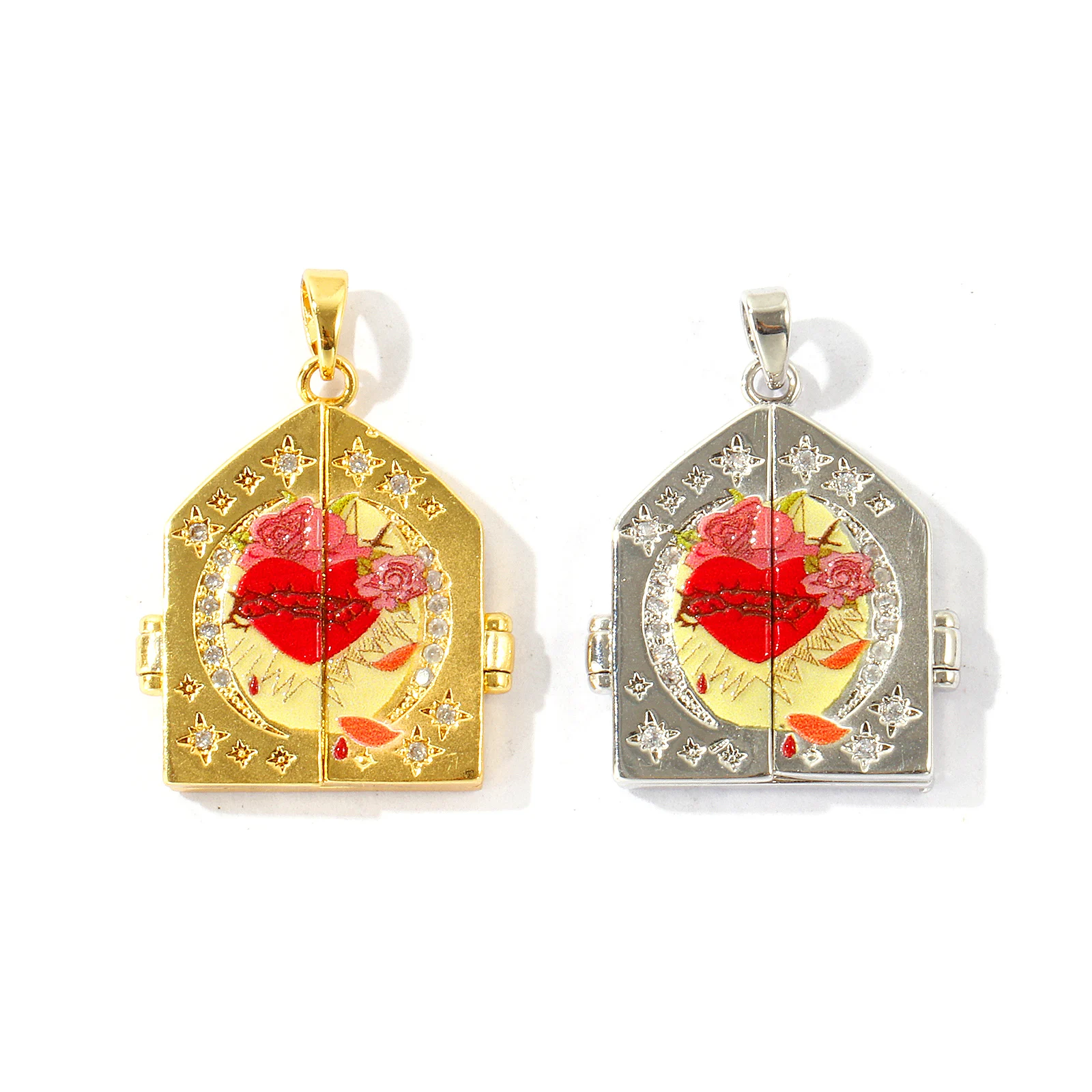 Heart Locket Necklace Photo - 1 szt. mosiężna ramka na zdjęcie,