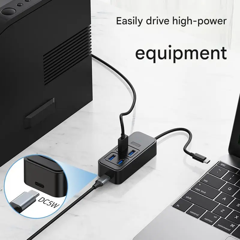 

Многофункциональный USB-концентратор FC&EC USB 3.0 с 4 портами, адаптер питания, концентратор Type-C, многофункциональный расширительный аксессуар, широко применимый