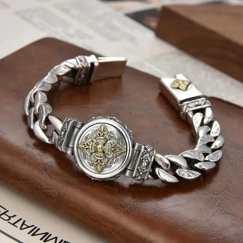 Vajra bracelet, ethnic style retro, rotatable with a strong and stylish design perfect for trendy men