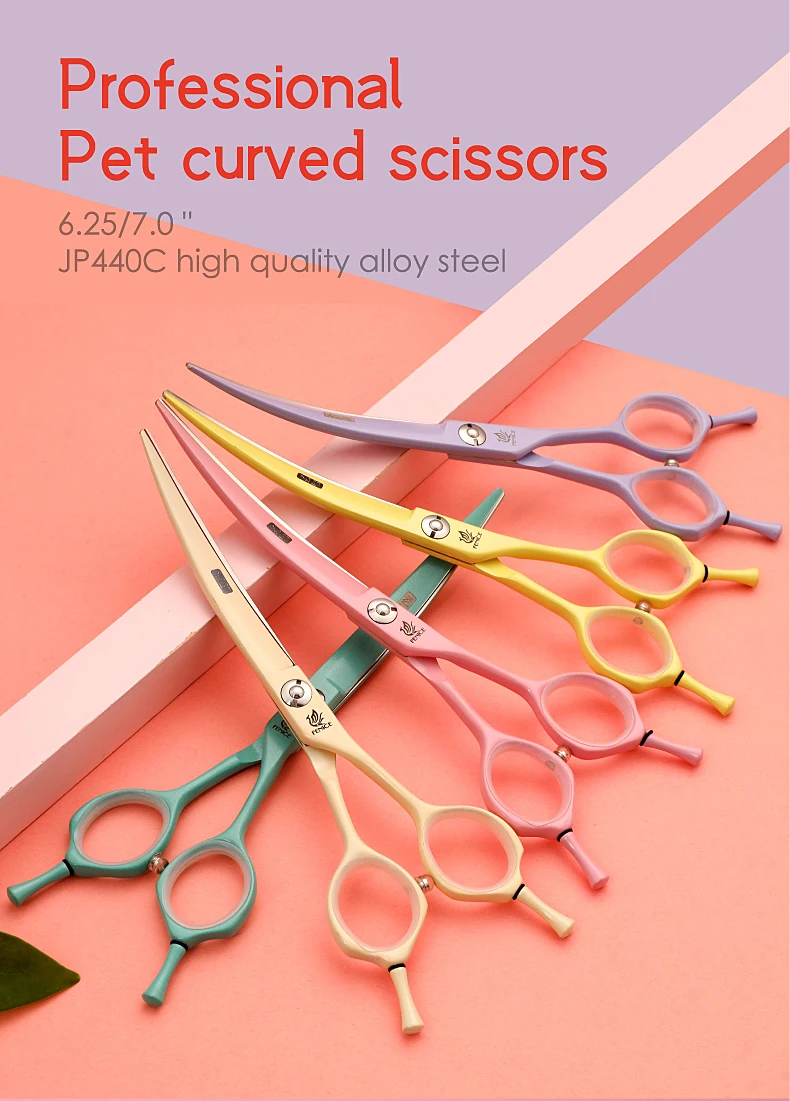 Fenice Professionelle JP440C Bunte 6.25 & 7,0 Zoll Gebogene Pflege Schere Pet Trimmen Schere für Hunde Katzen – Detail 1