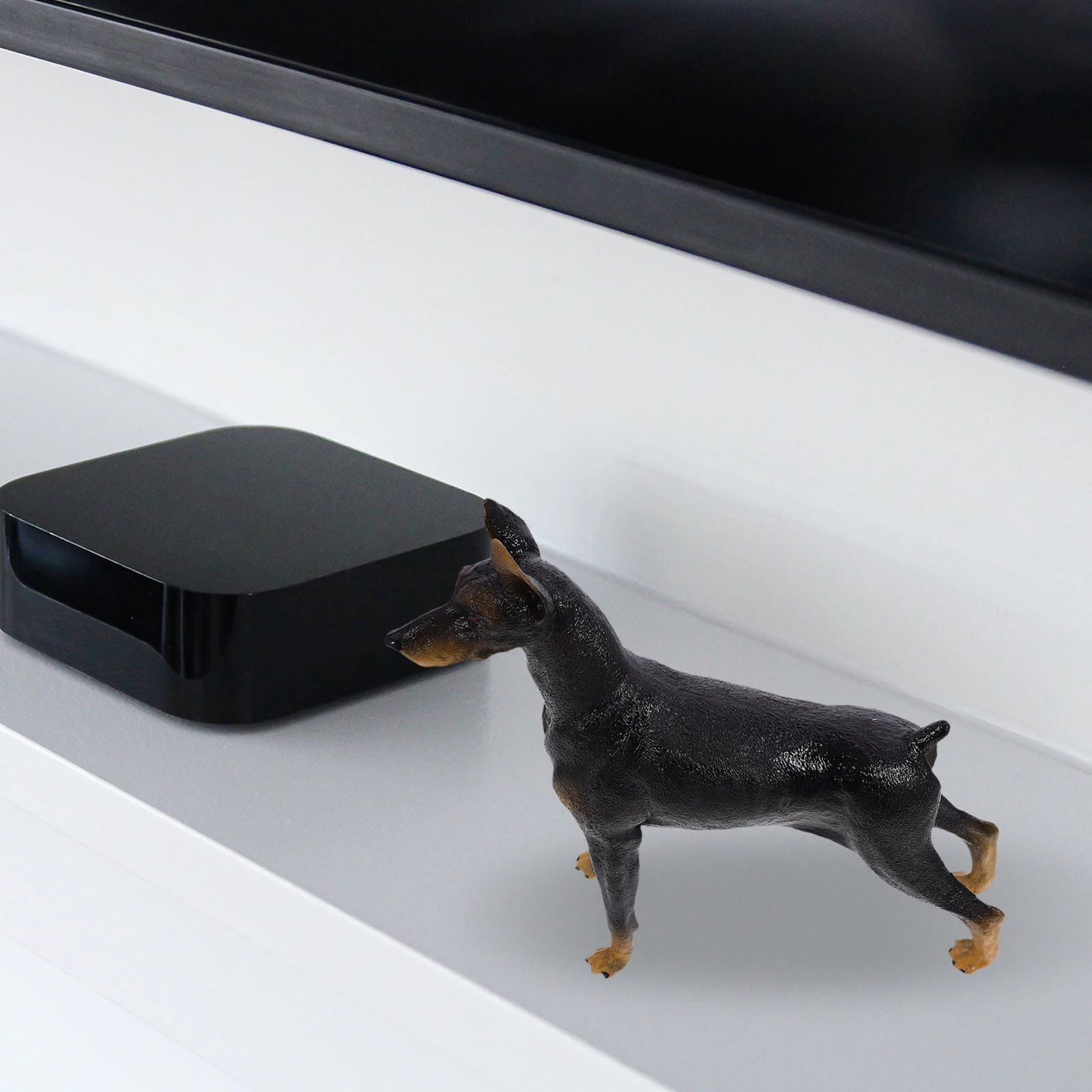 

1pc Doberman Simulation Dobermann Statue Animal Decor For Home Office Dog Model Car Cabinet Handicraft Black