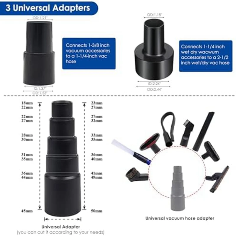 Promotion!Universal 1 1/4 Inch Vacuum Attachments Kit For Shop Vac Accessories With Vacuum Brush Attachments,Flexible Crevice To