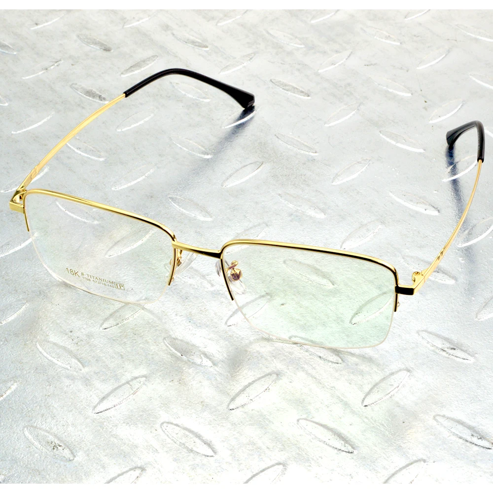 Gold Rectangle Titanium Alloy Half-rim Light Weight Allergy Free Men Optical Glasses Frame Eyeglasses Eyeframe Eyewear