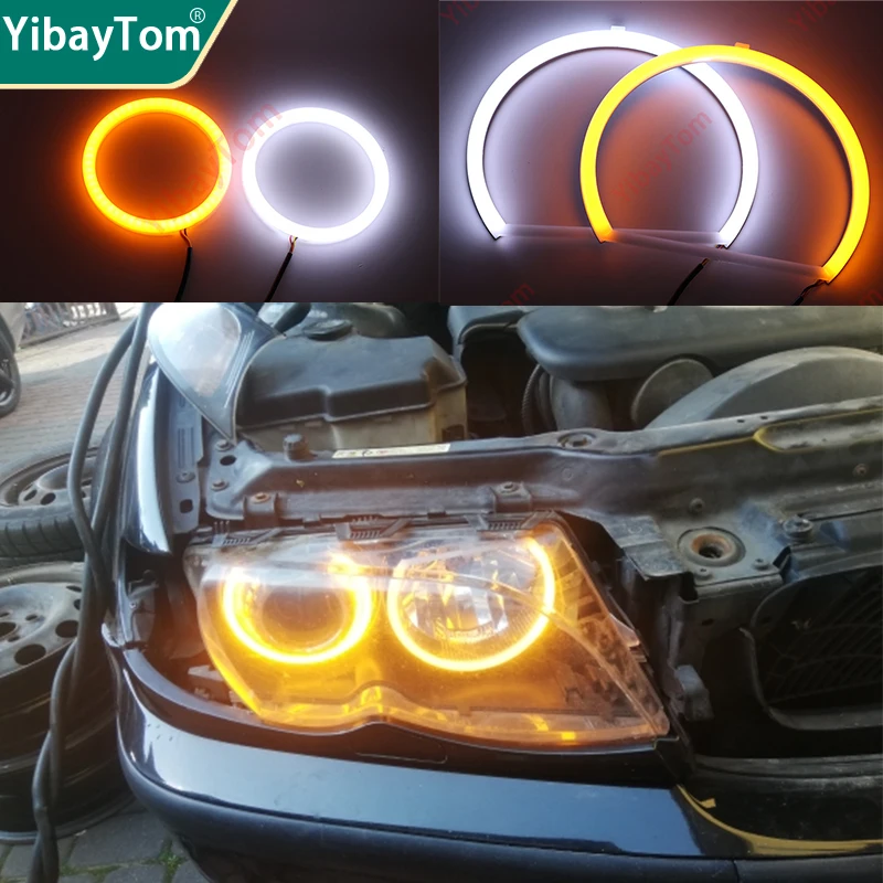 Switchback algodão SMD LED anéis de olhos de anjo, 60, 70, 80, 85, 90, 95, 100mm, 105mm, 110mm, 115mm, 120mm, 126mm, 140 milímetros, 131 milímetros, 146 milímetros, 158, 2 PCes