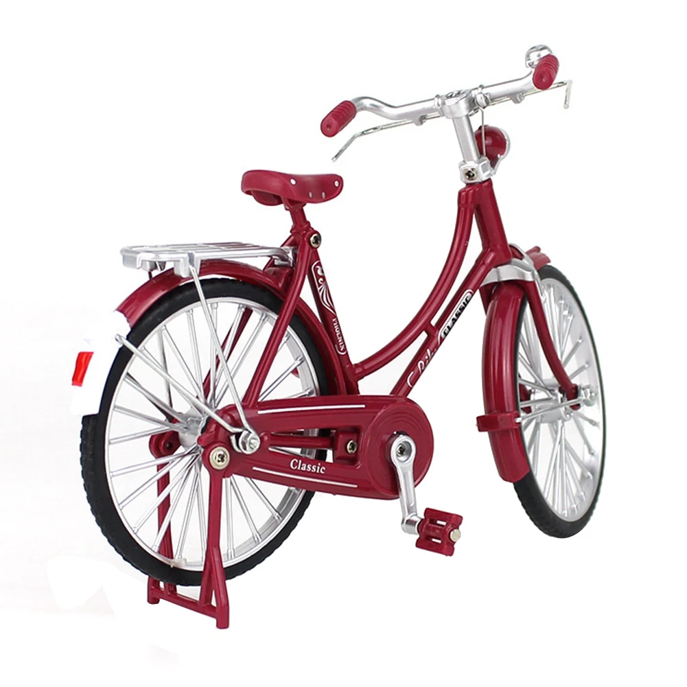 

X64A_Mini 1:10 Alloy Model Bicycle Diecast Metal Finger Mountain Bike Retro Bike Adult Collectible Children Toy,Style 2 Red
