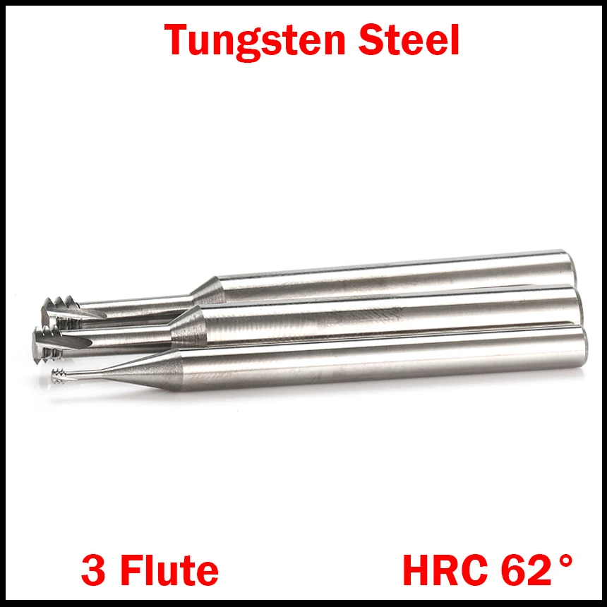 

M2*0.4 M2x0.4 M2.5*0.45 M2.5x0.45 Pitch Tungsten Alloy HRC62 3 Flute Micro CNC Cutting Tool Thread Mill Milling Cutter