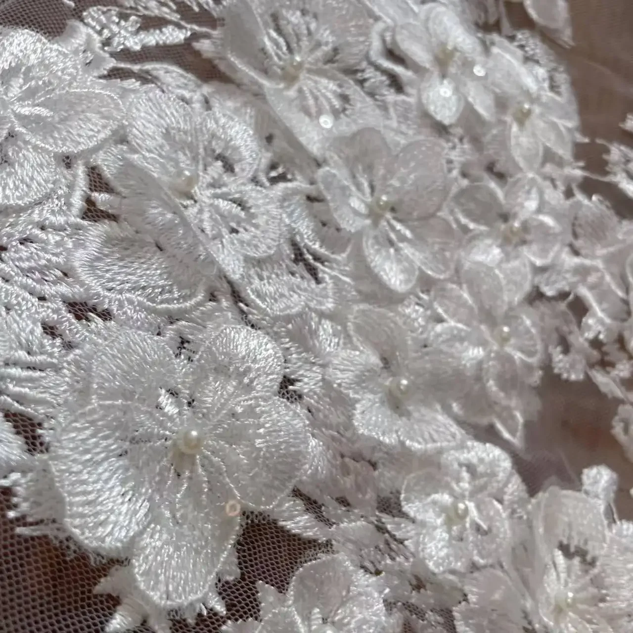 3D زين مطرز نسيج الدانتيل الزفاف. اليدوية DIY ضوء العاج ديكور الزفاف النسيج خلفية الديكور الملحقات #3