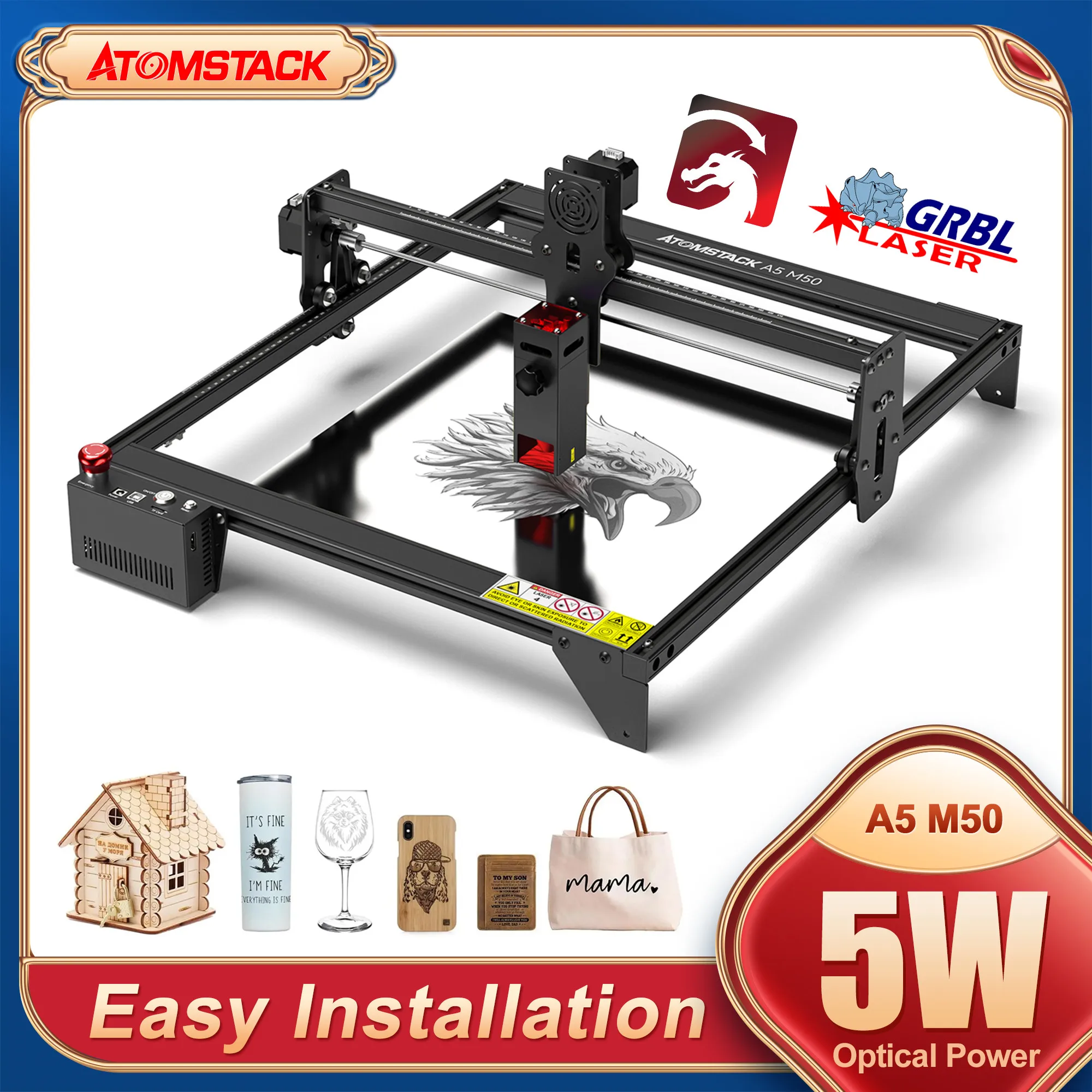 

ATOMSTACK A5 M50 50W Laser Engraver 410x400mm Engraving Area CNC DIY Cut TTL Blue Light Laser Module Cutter Woodworking Tool