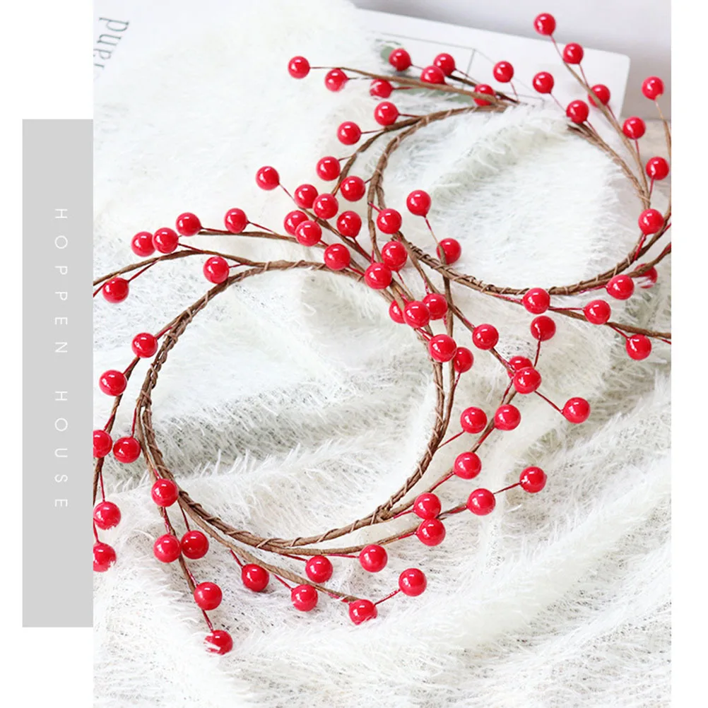 

2Pcs Simulated Berry Garland Artificial Hanging Wreath Decoration Home Wedding Party Festival Shop Window Red Berries