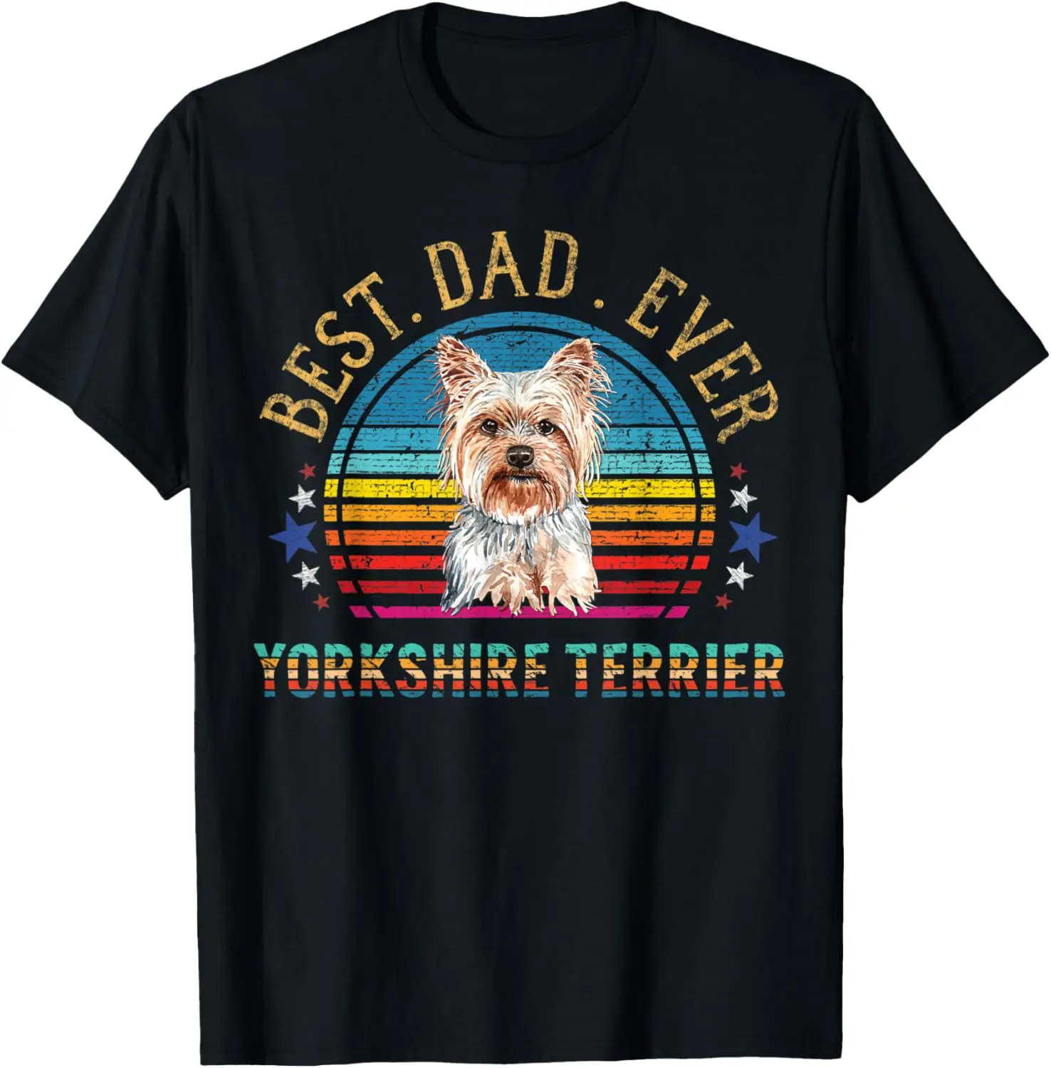 Mens Best Yorkshire Terrier Dog Dad Retro Vintage Yorkie Fun Gift T-Shirt