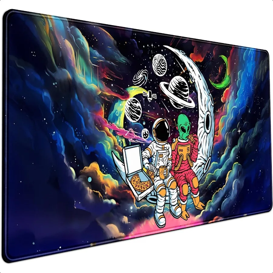

Funny Space Mouse Pad Desk Mat Astronaut Alien Large Gaming Mouse Pads Anime Desk Pad Mousepad XXL Cool Trippy Universe Extende