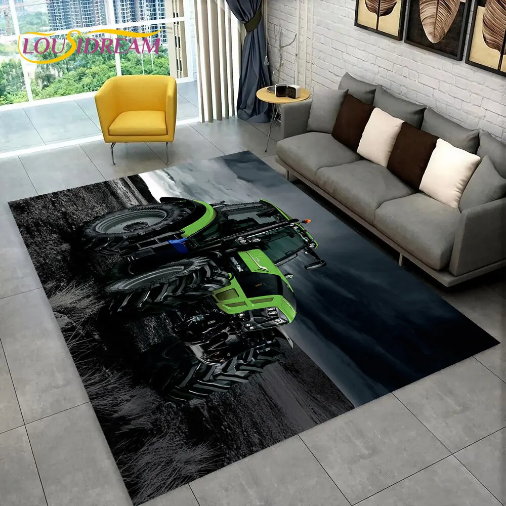 Car Tractor Series Pattern Truck Area Rug,Carpet Rug for Home Living Room Bedroom Sofa Doormat Decor,kids Non-slip Floor Mat 3D